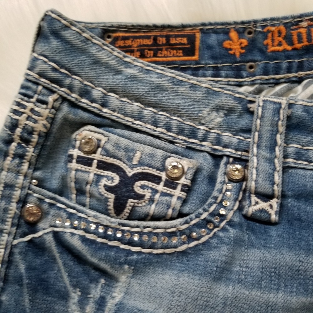 Rock Revival Kai Bling Pocket Capris Size 28 - Picture 6 of 8